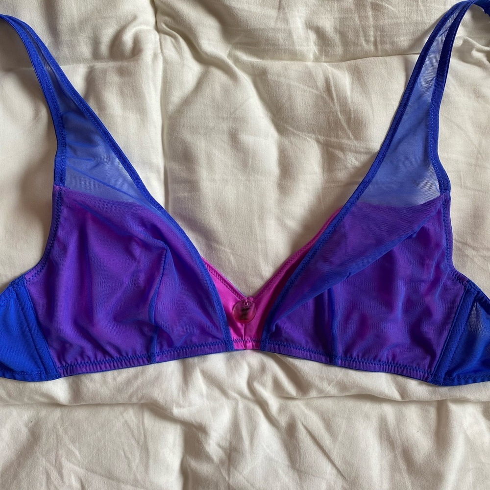Vibrant Purple and Blue Mesh Bralette